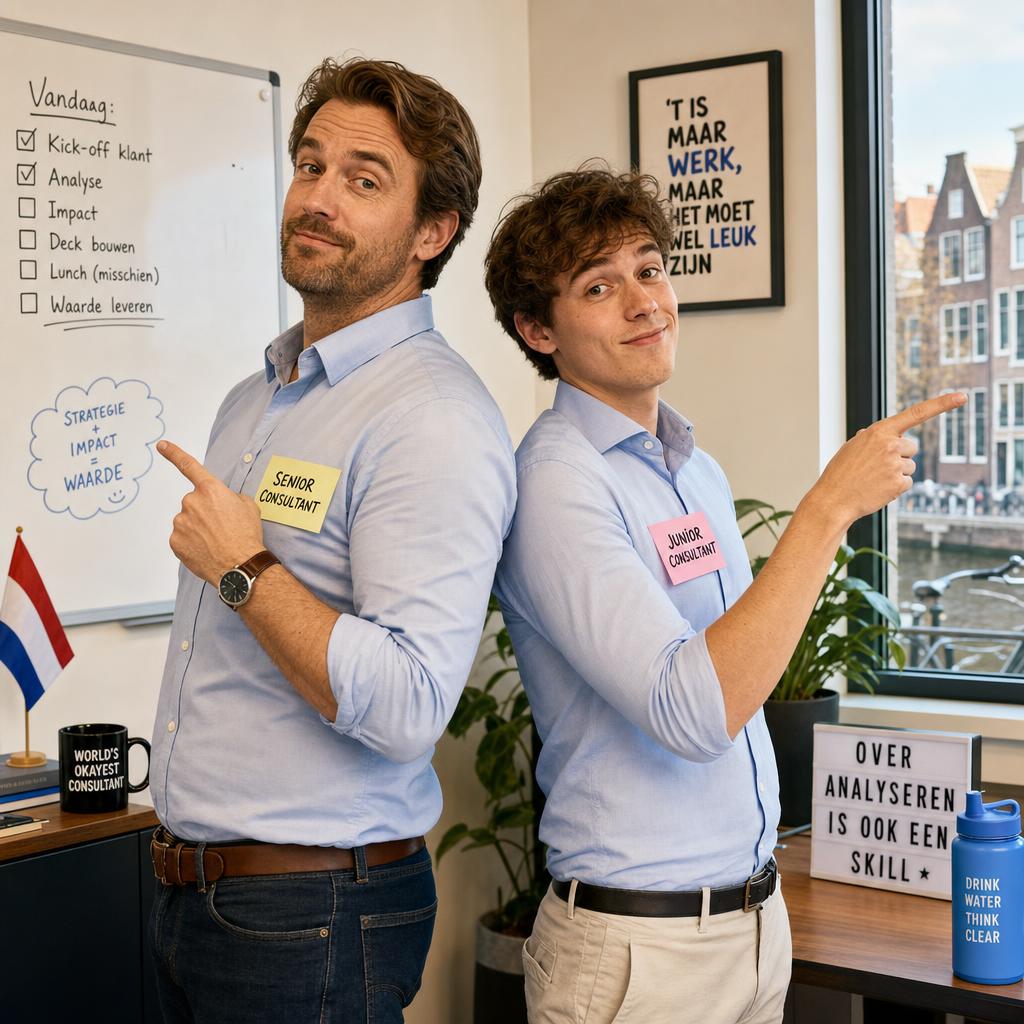 Senior en junior adviseur rug aan rug
